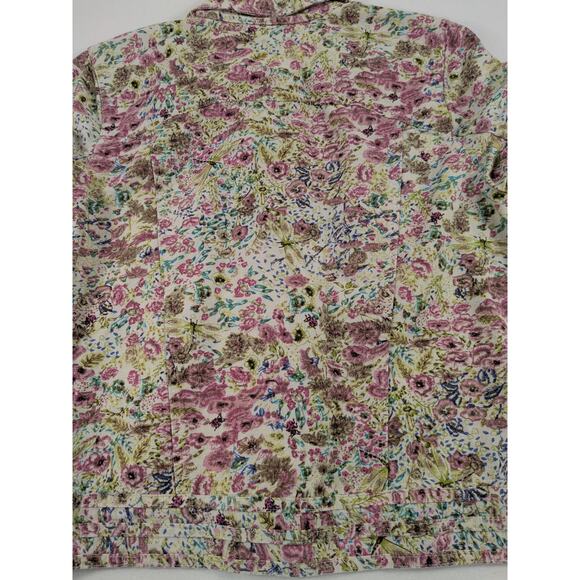 Christopher & Banks Top Women's Sm Floral Shacket Linen Cotton Maximalist Whimsy - Picture 8 of 12